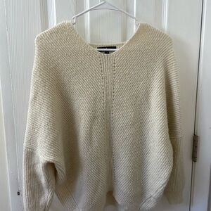 Lulu's Cream Ribbed Scoop Neck Sweater